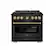 Front. ZLINE - Autograph 36 in. 5.2 Cu. Ft. Freestanding Paramount DuoPro Gas Range in Black Steel with Polished Gold Helix Handles - Black Stainless Steel.