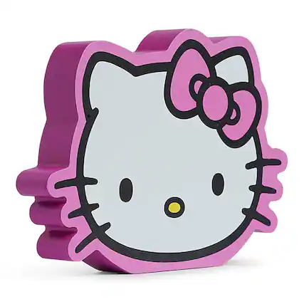 Front. Silver Buffalo - Sanrio Hello Kitty Glitter Bow Die-Cut Wooden Wall Art | 6 x 8 Inches - White.