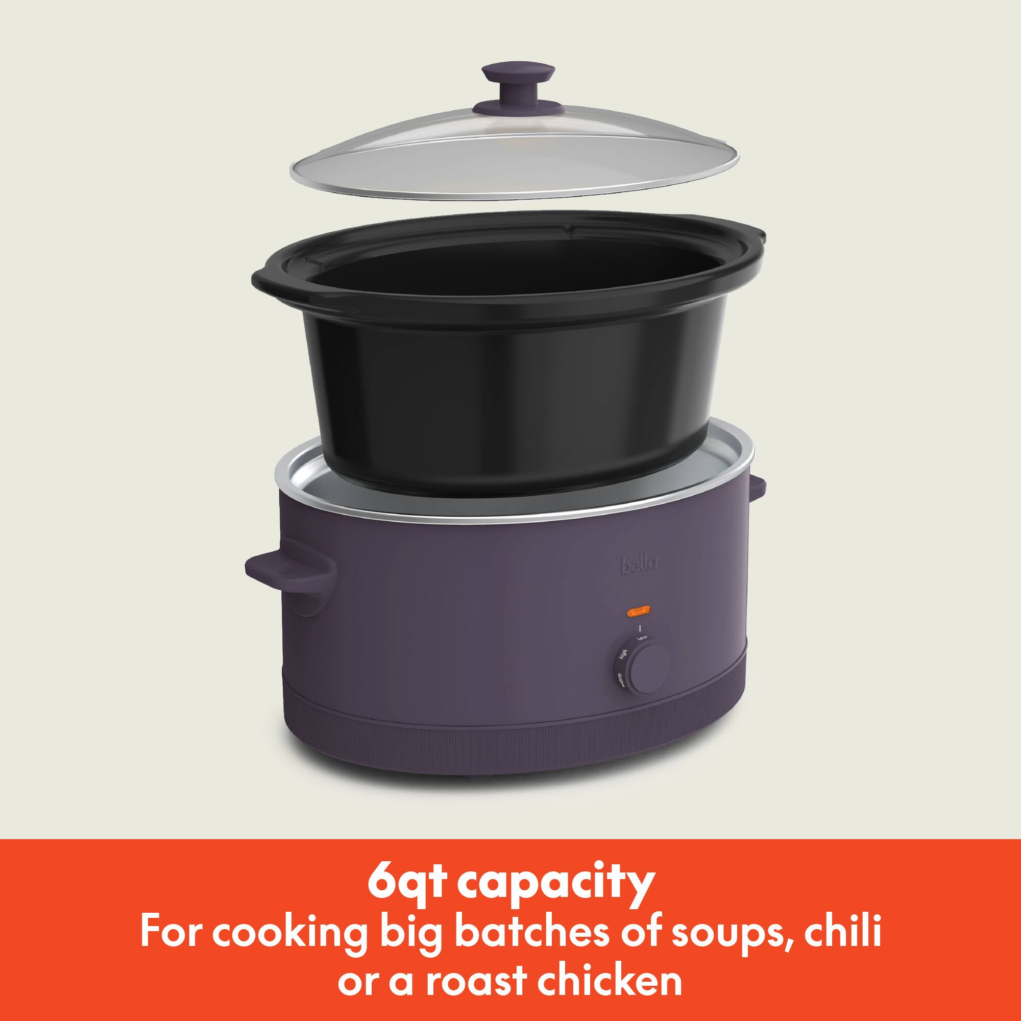 6qt capacity  
For cooking big batches of soups, chili or a roast chicken