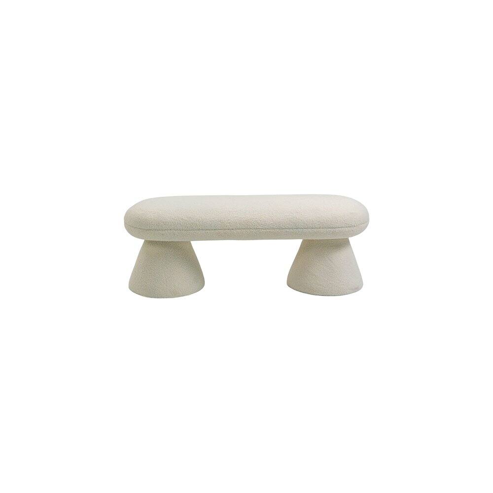 Alt View 2. Meridian Furniture - Drum Beige Faux Shearling Teddy Fabric Bench - Beige.