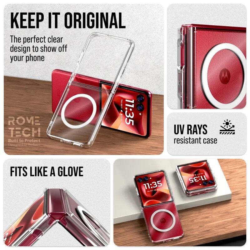 KEEP IT ORIGINAL  
The perfect clear design to show off your phone  

ROVE TECH  
Built to Protect  

UV RAYS resistant case  

FITS LIKE A GLOVE