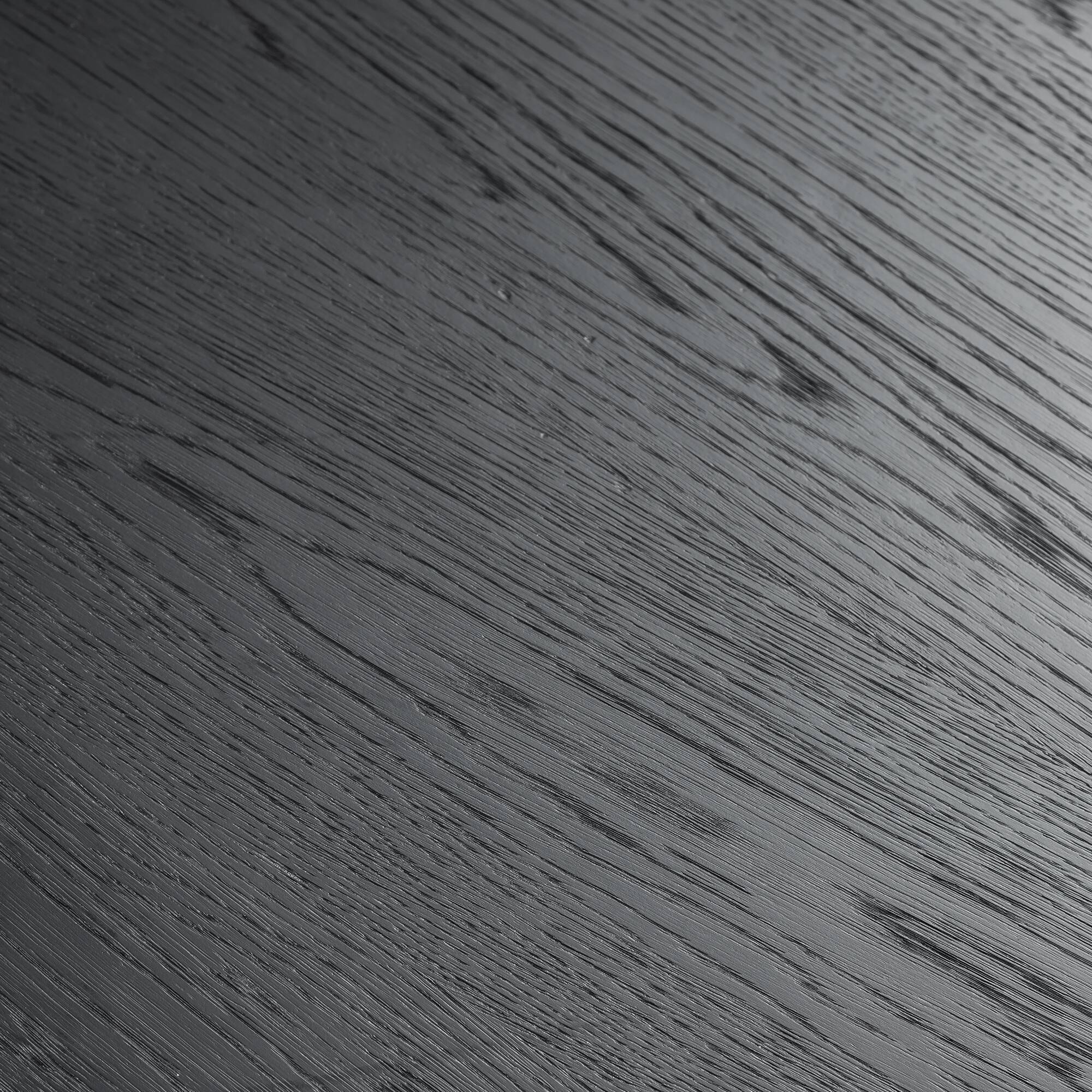 Alt View 4. PexFix - Modern Farmhouse Oak Dining Table | Oval Rattan & Solid Wood, Double Pedestal Base for 6, 67-Inch - Black.