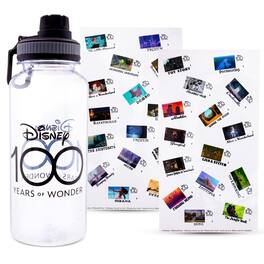 Silver Buffalo - Disney 100 Years of Wonder 32-Ounce Twist Spout Water Bottle and Sticker Set - White