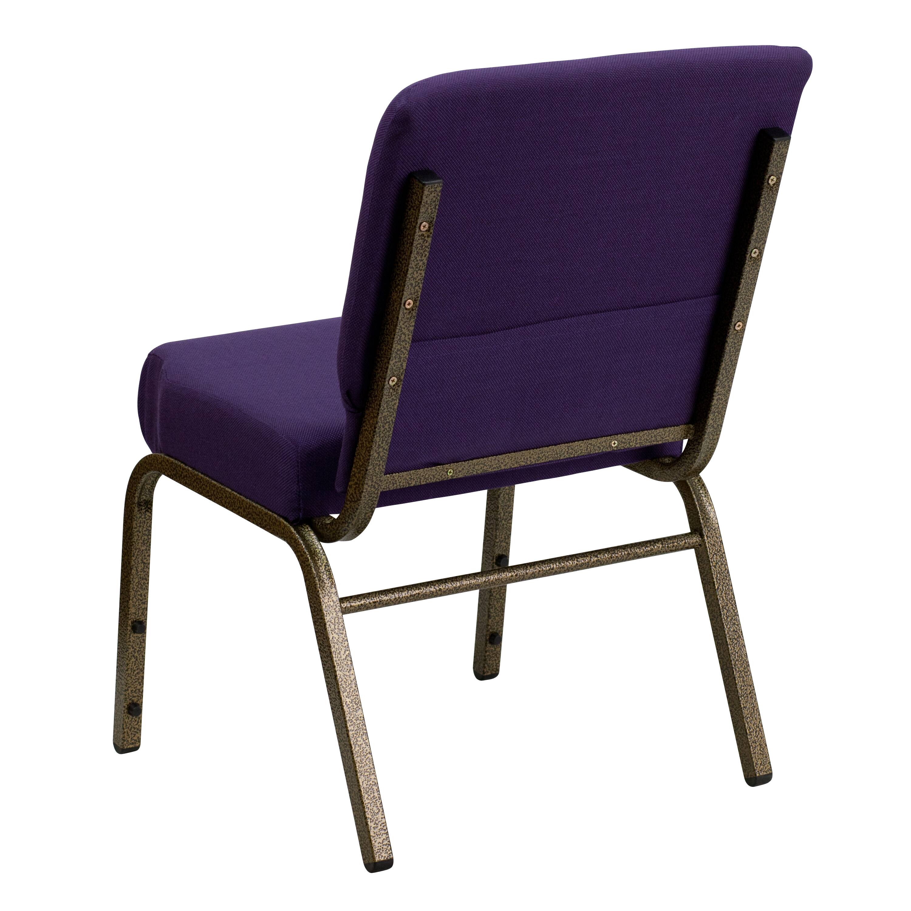 Alt View 5. Emma + Oliver - 21"W Stackable Church/Reception Guest Chair - Royal Purple Fabric/Gold Vein Frame.
