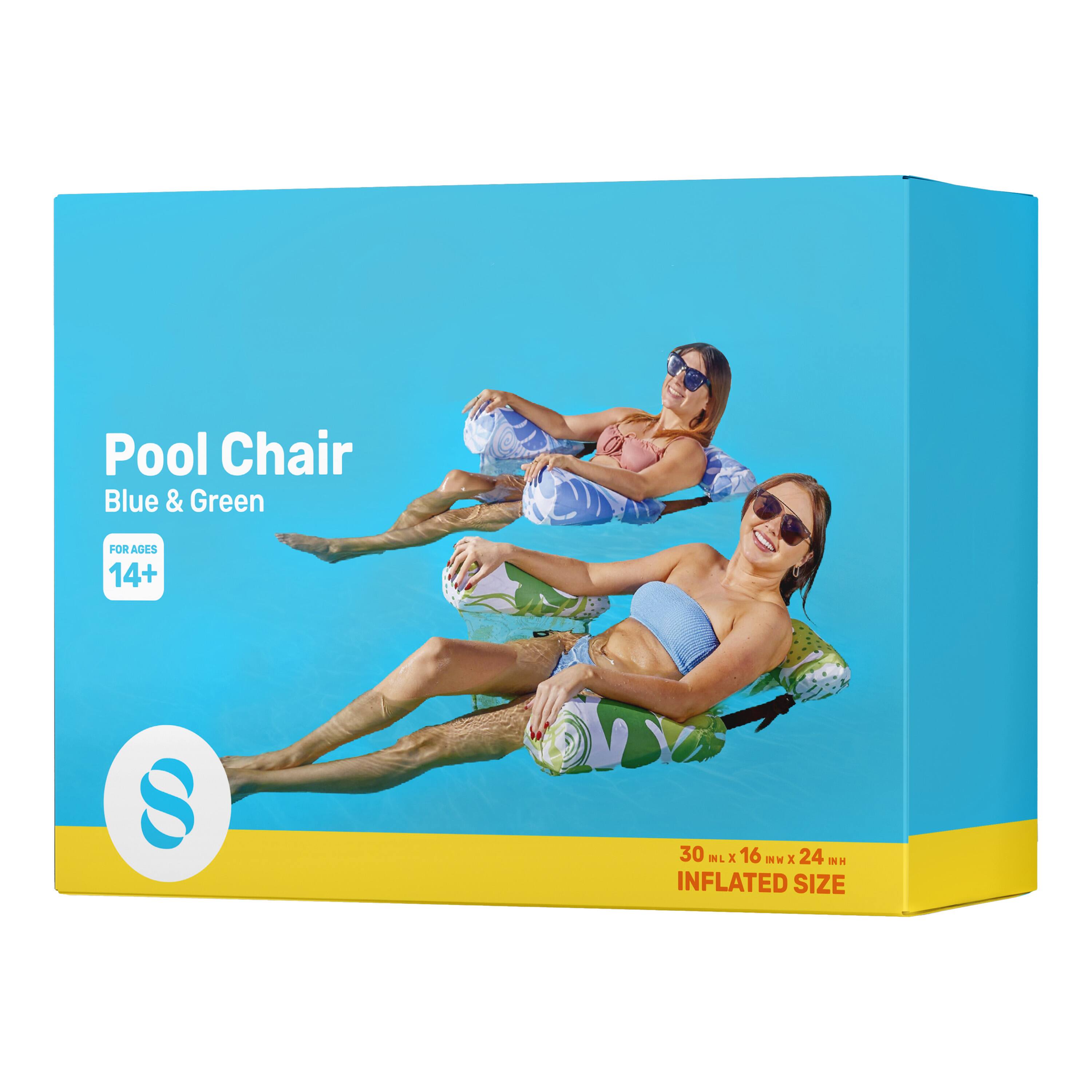 Pool Chair Blue & Green  
FOR AGES 14+  
S  
30 IN x 16 W x 24 IH  
INFLATED SIZE