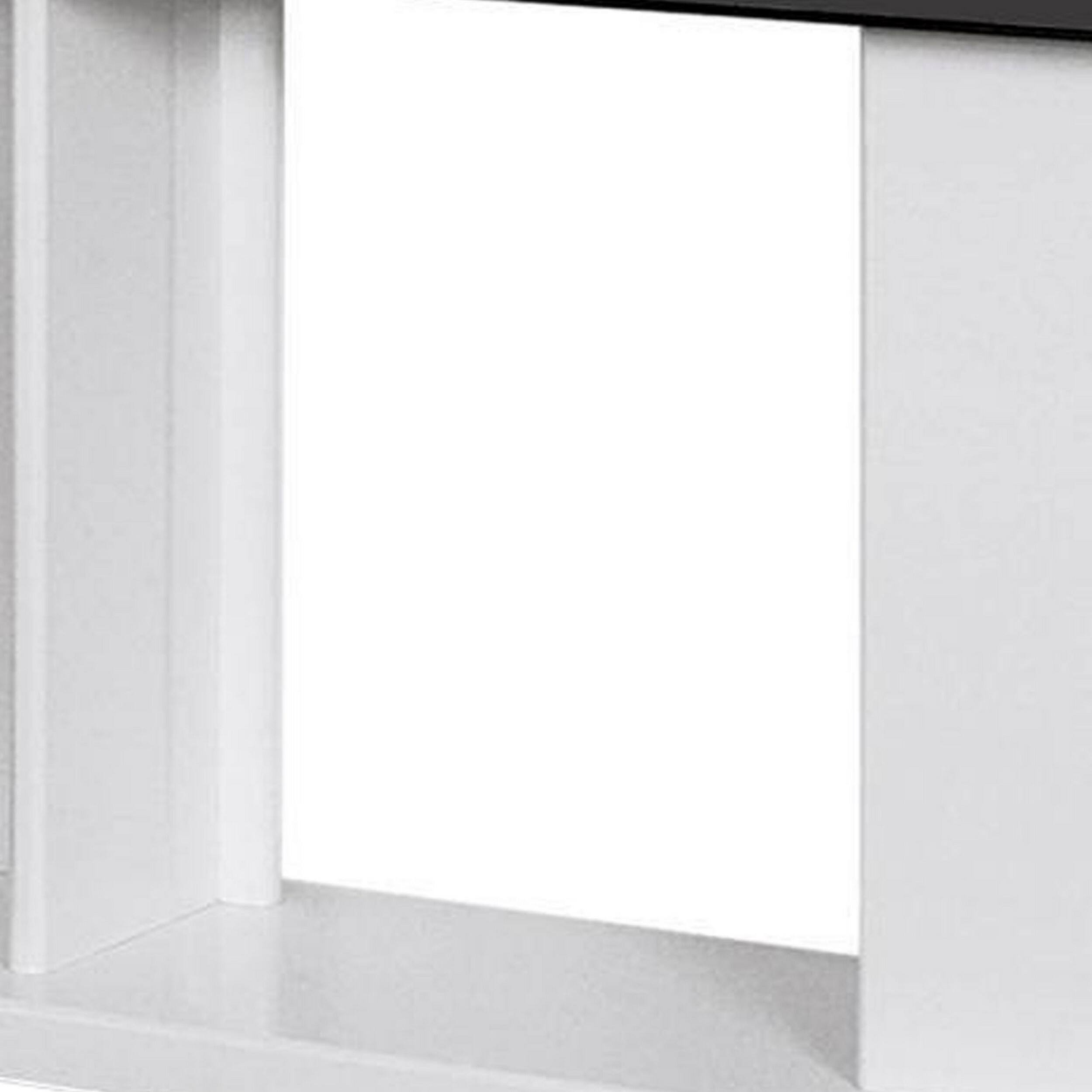 Alt View 2. Manhattan Lane - Liam 47 Inch Sofa Console Table, White Wood, Pedestal Base, Black Glass Top - White, Black.