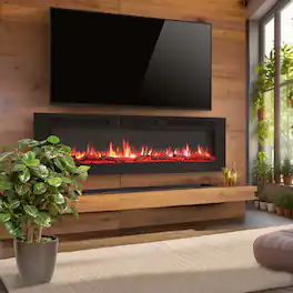 Edendirect - 50 in. Freestanding and Wall Mounted Electric Fireplace with Multi Color Flame - Black
