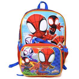 Marvel - The Amazing Spidey & Friends 16" Shoulder Backpack for School with Rectangular Lunch Bag - Blue