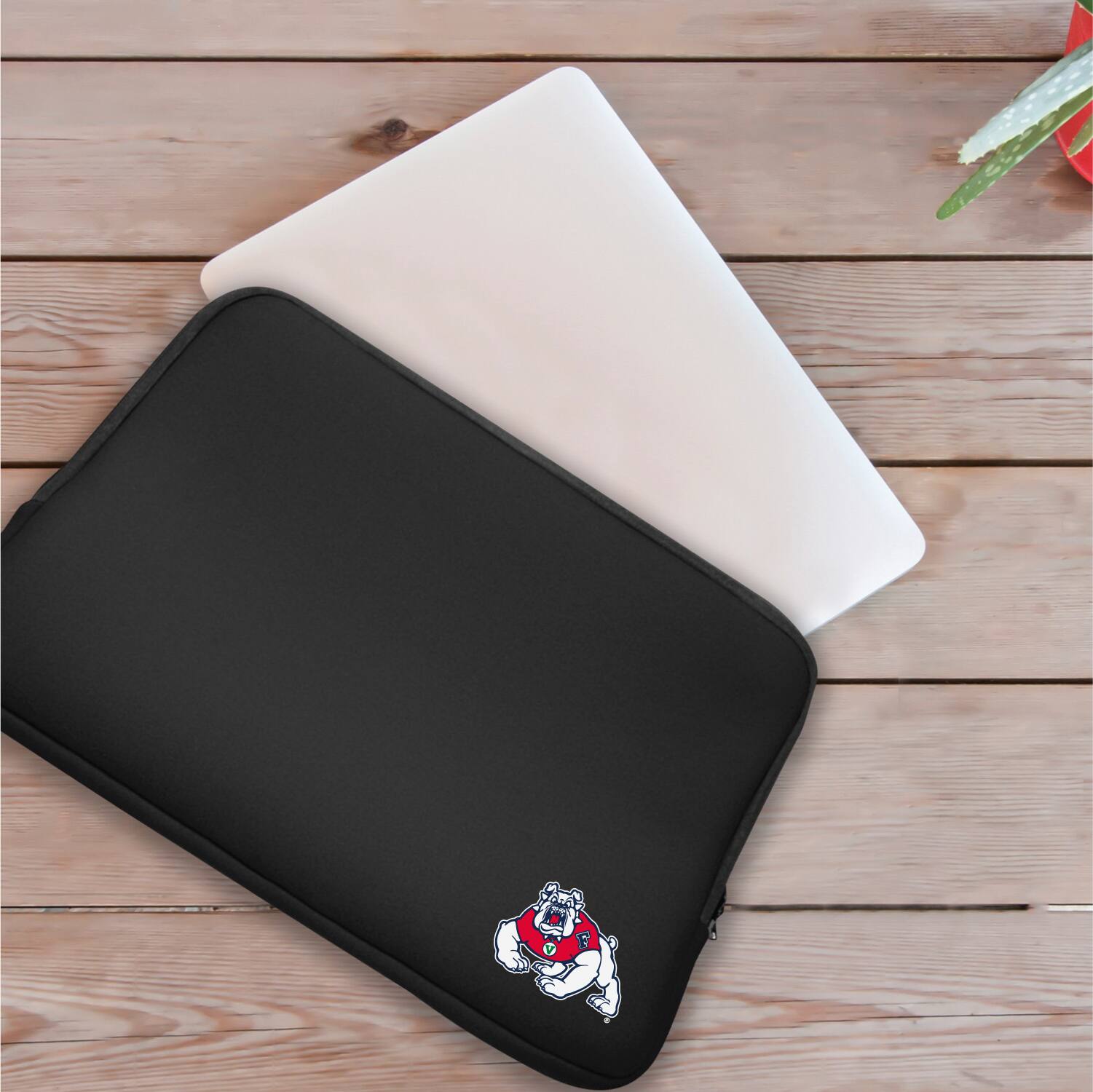 Alt View 1. OTM Essentials - Black Fresno State Bulldogs Soft Sleeve Laptop Case - Black.
