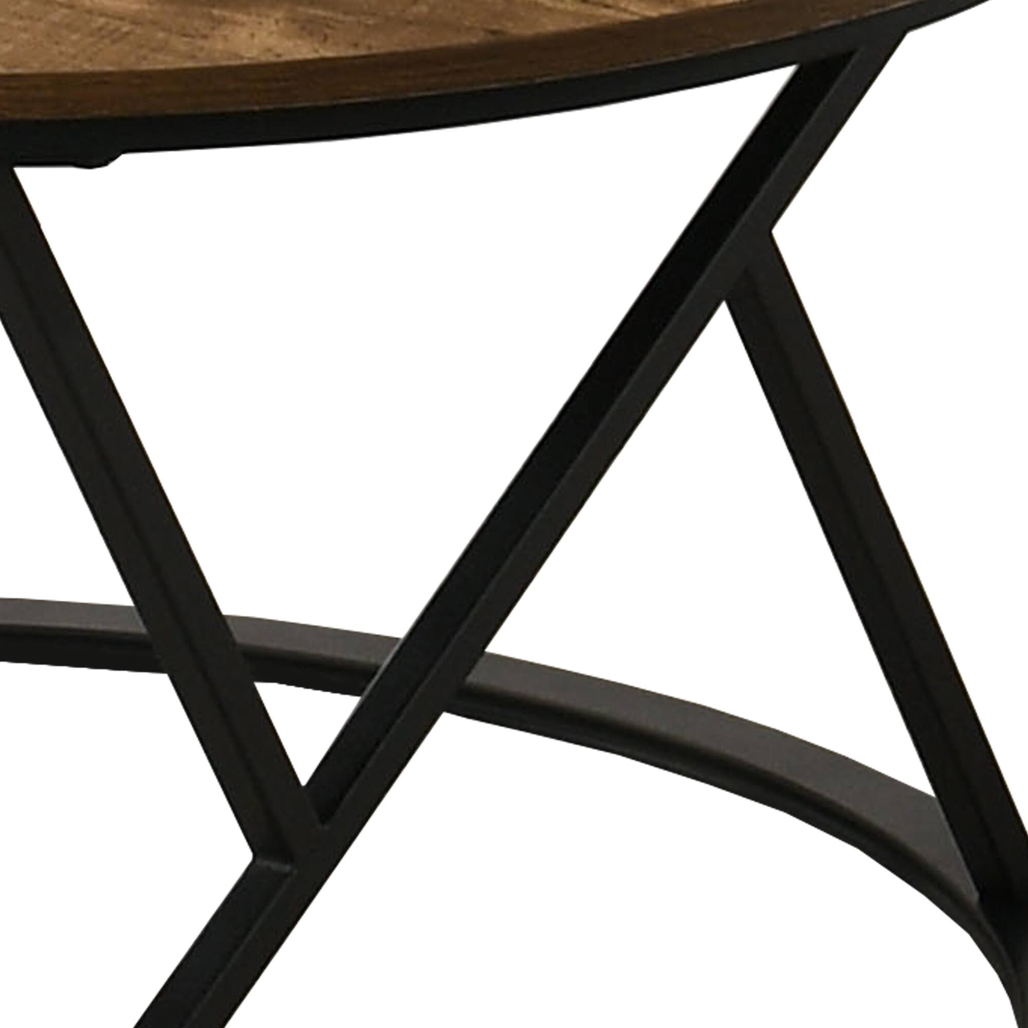 Alt View 2. Vaczon - Modern Natural 3 Pc Living Room Table Set with Artistic Metal Base, Coffee Table, and 2 End Tables - Natural.