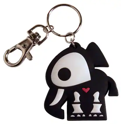 Front. Toynami - Skelanimals Vinyl Keychain Elle Elephant - Black.