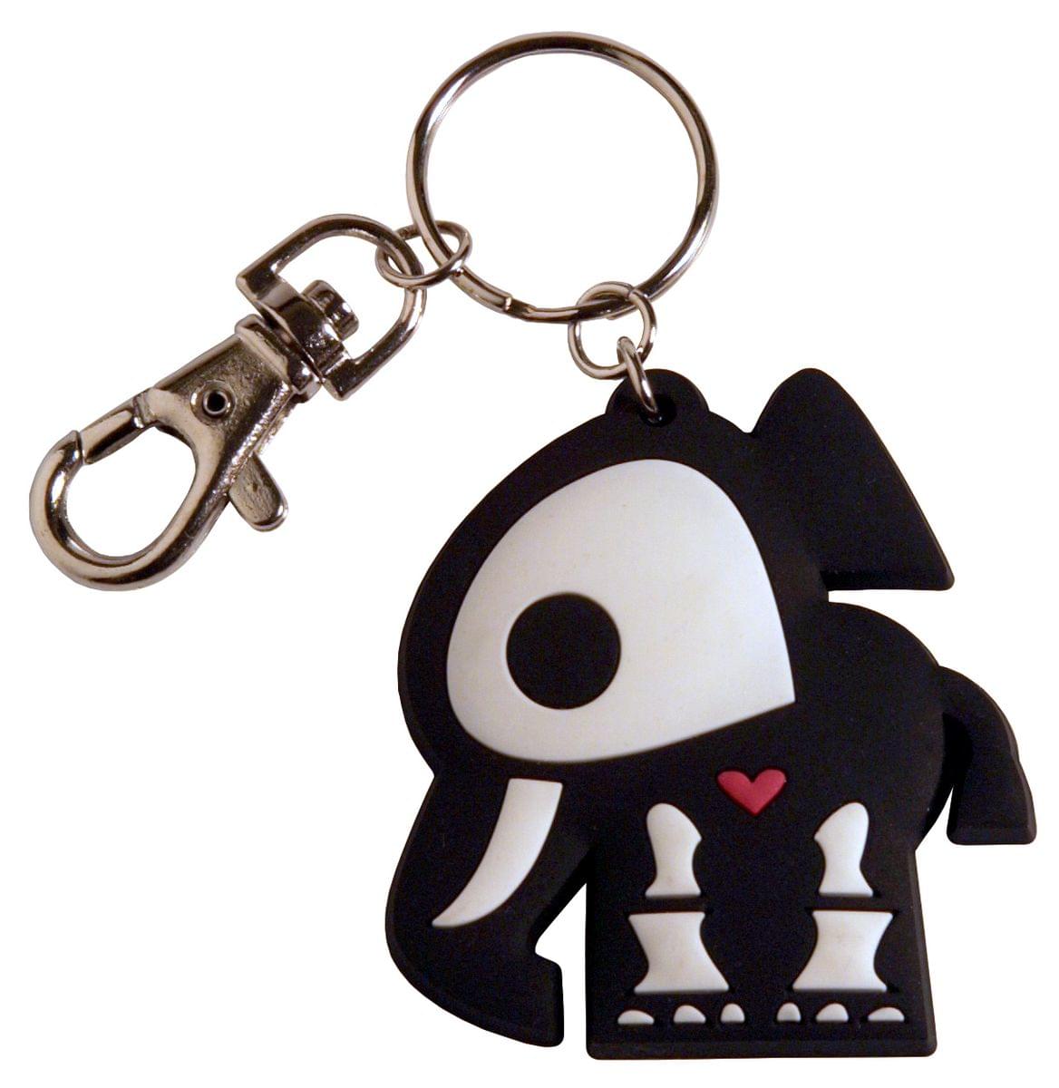 Front. Toynami - Skelanimals Vinyl Keychain Elle Elephant - Black.
