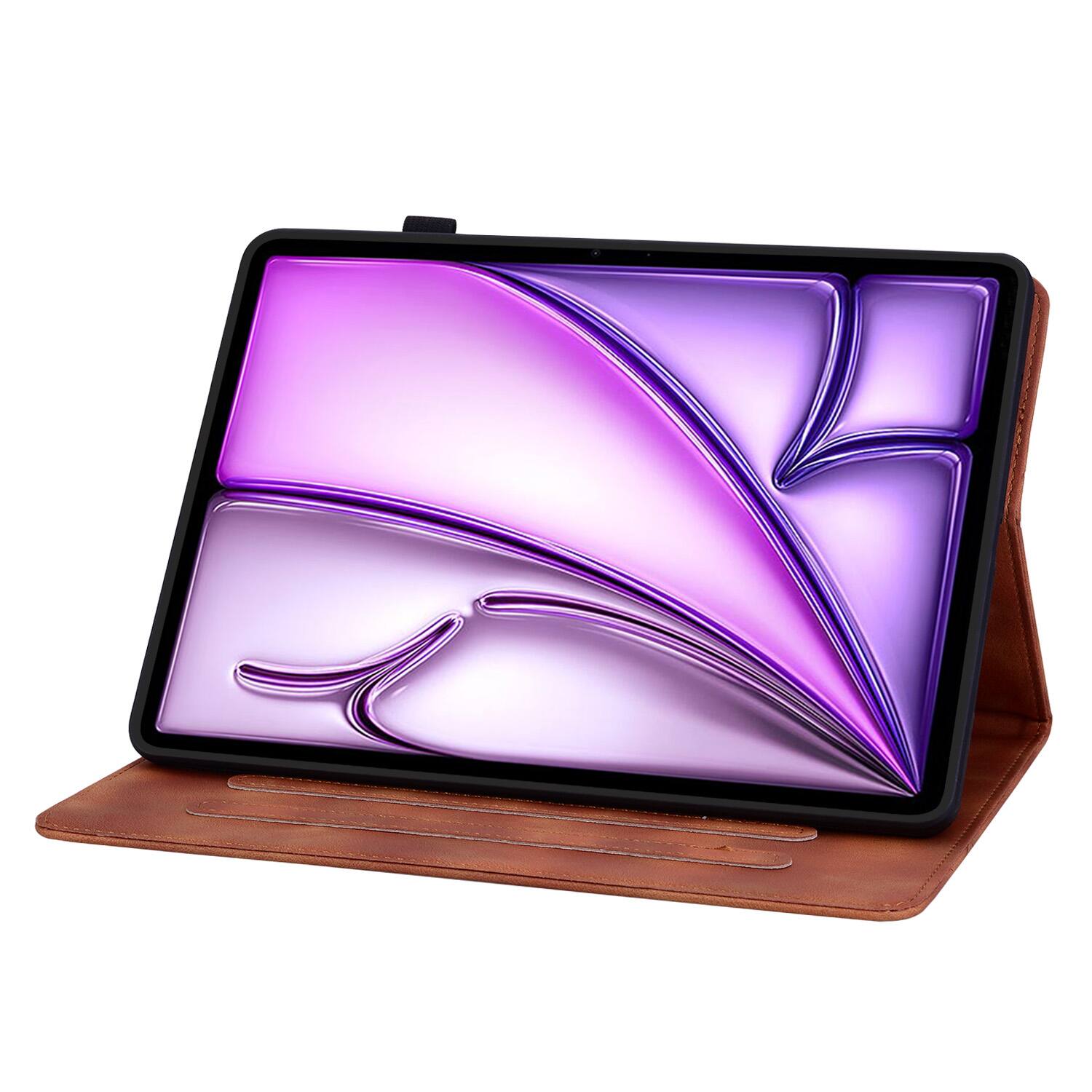 Back. Dteck - For Apple iPad Air (M4) 13" 2026/M3 2025/M2 2024 & iPad Pro 12.9" 3rd-6th Flip Card Holder Leather Cover Anti-Slip Stand - Brown.