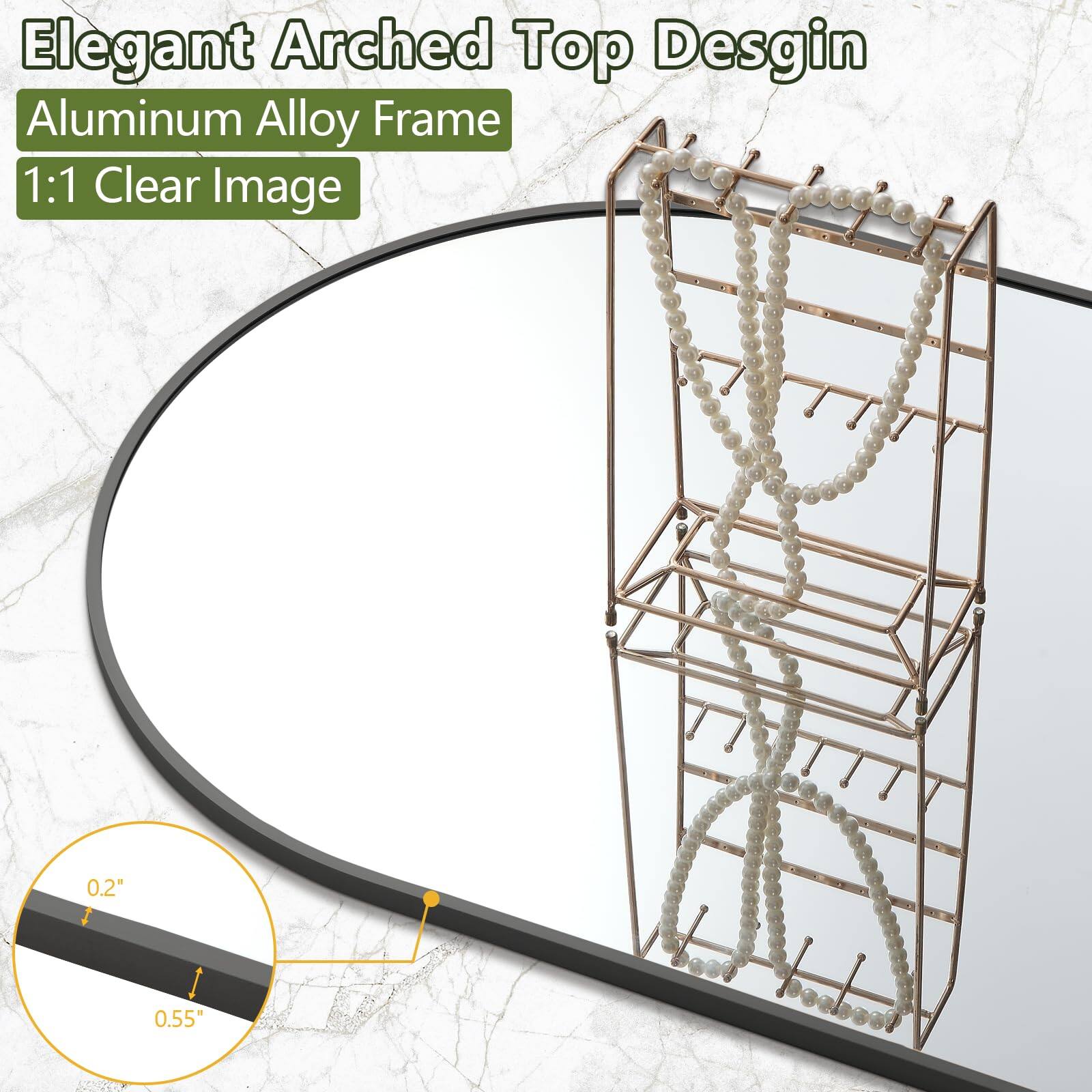 Elegant Arched Top Design  
Aluminum Alloy Frame  
1:1 Clear Image  

0.2"  
0.55"