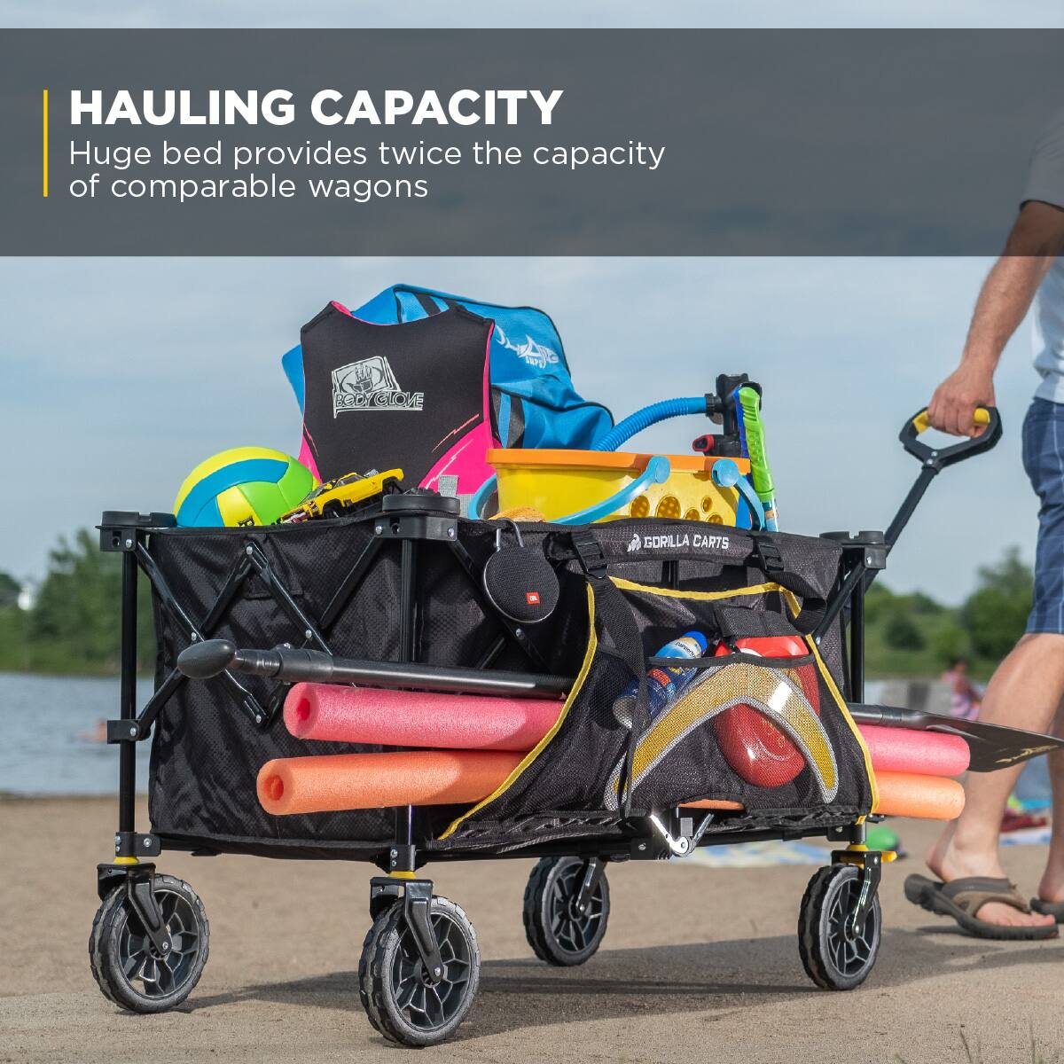 HAULING CAPACITY  
Huge bed provides twice the capacity of comparable wagons  

BGL GOE  
VePD & GORILLA CARTS