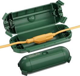 BN-LINK - Outdoor Extension Cord Safety Cover, 2-Pack Weather-Resistant, 4-Latch, Fits 12/14/16 AWG - Green