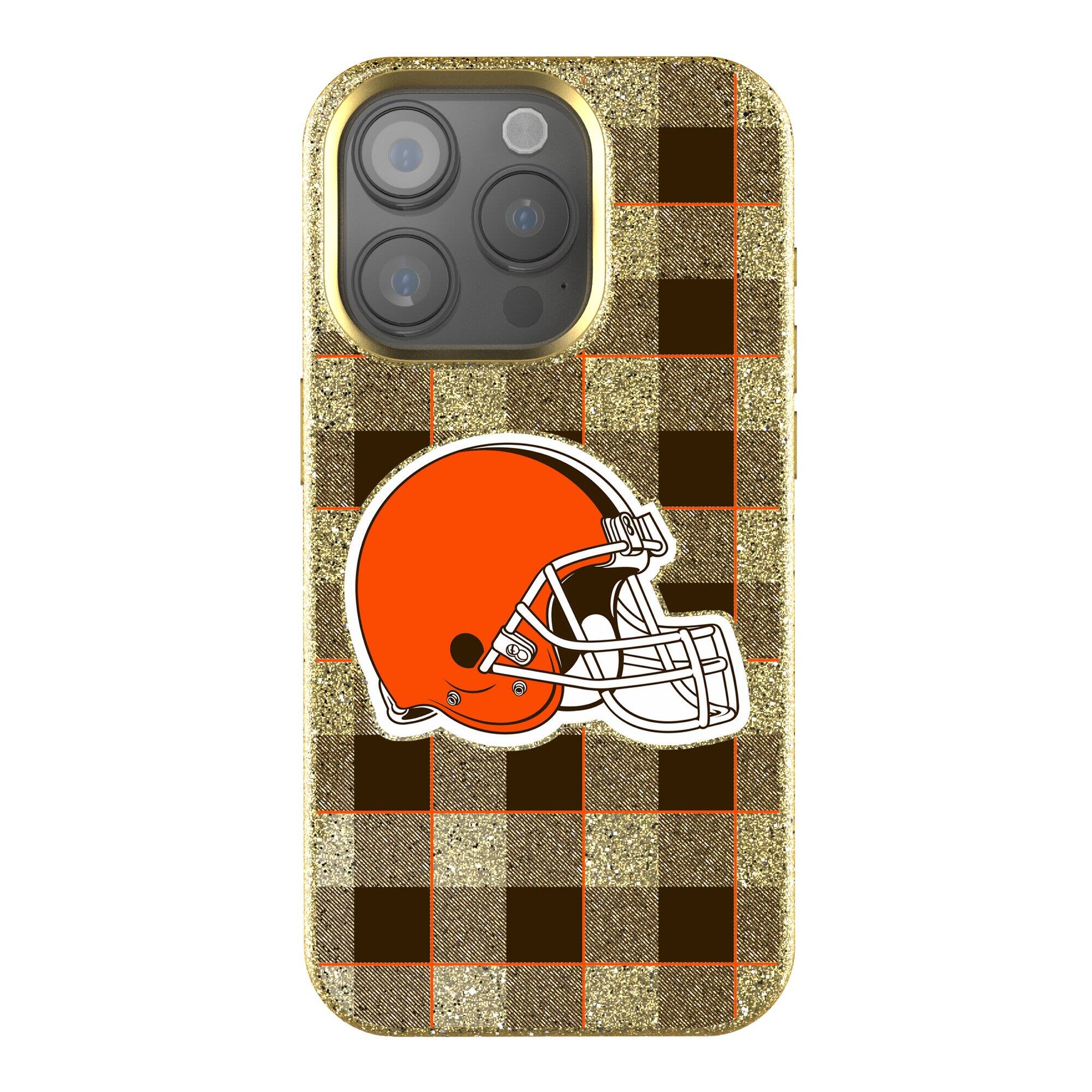 Keyscaper - NFL - Cleveland Browns Plaid Bling iPhone Case - 15 Pro Max - Gold price history on PriceWatchPro