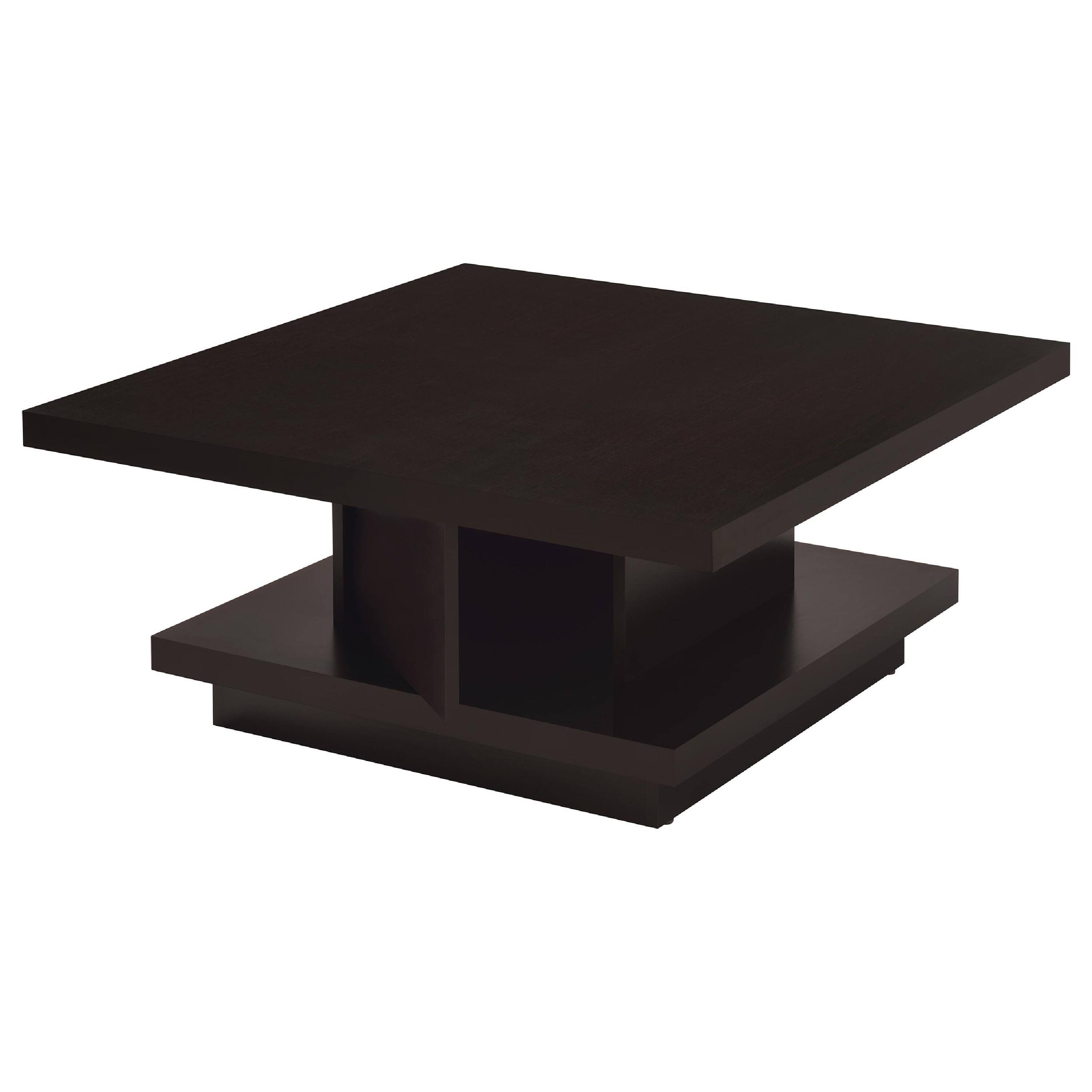 Alt View 2. Manhattan Lane - Reese 3Pc Square Coffee and End Tables Set, Tiered Design, Wood - Cappuccino Brown.