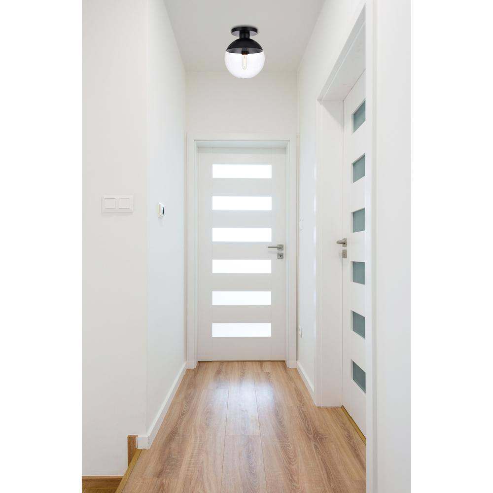 Angle. Living District - Eclipse 1 Light Black Flush Mount With Clear Glass - Black And Clear.