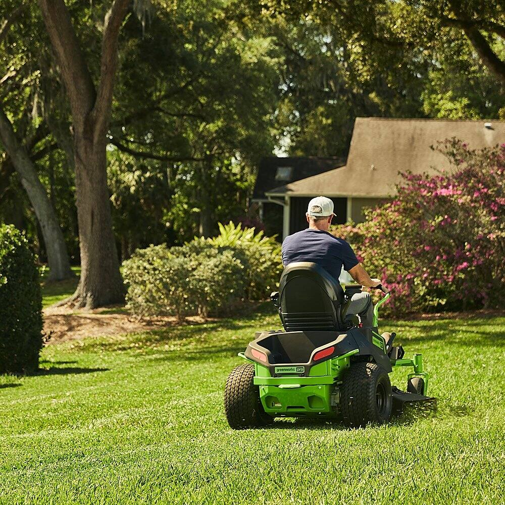 Alt View 4. Greenworks - 80V 42" Cordless CrossoverZ Zero Turn Lawn Mower - (12) 4Ah Batteries and (3) Dual-Port Chargers.