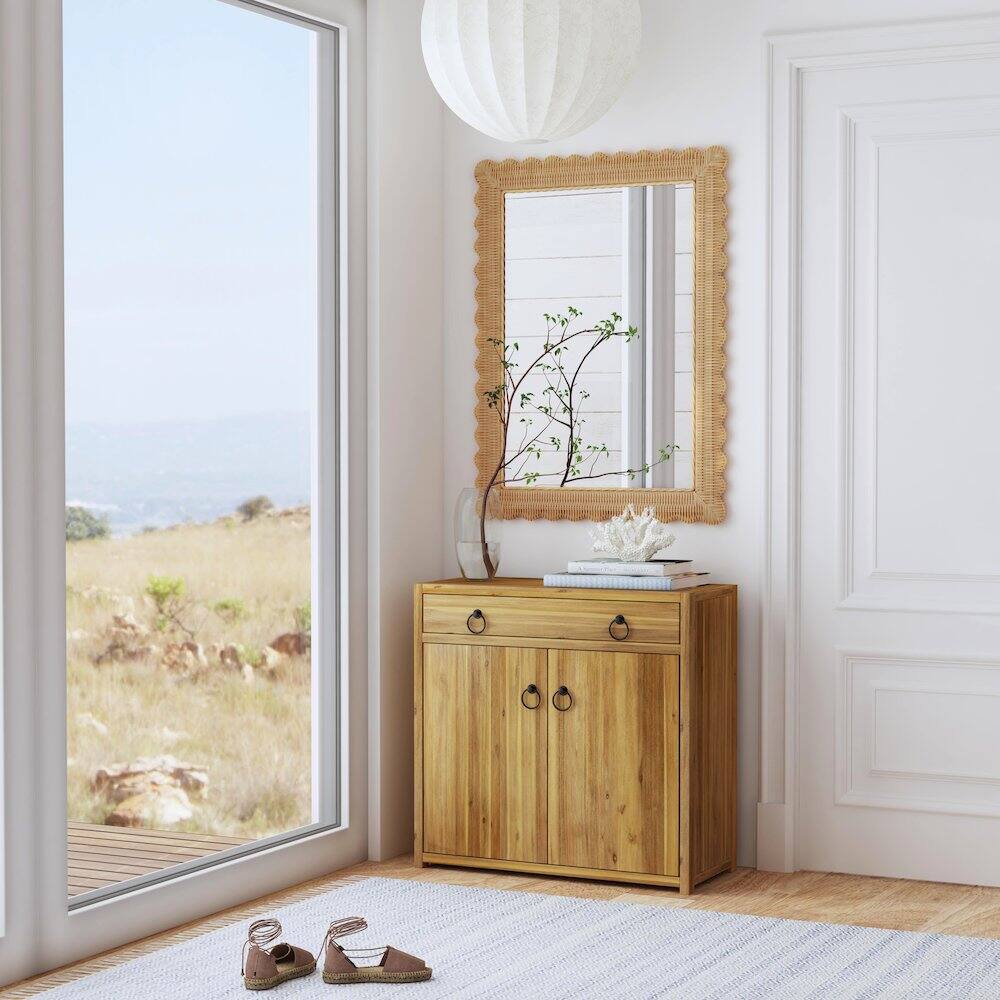 Alt View 2. Butler Specialty - Flora Rattan Scalloped Wall Mirror - Light Brown.