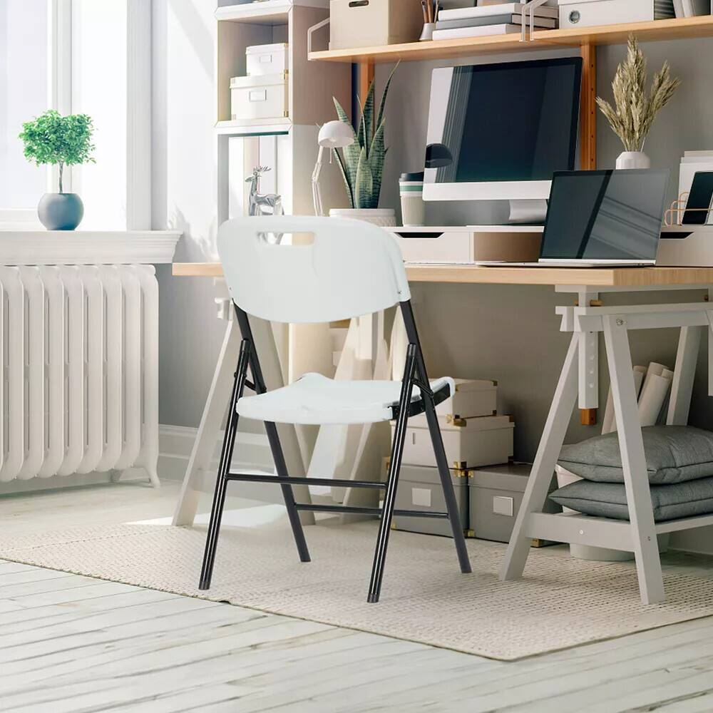 Alt View 4. Essen Blissed - Durable Sturdy Blow Moulding Folding Chair Capacity for Event Office Wedding Party Picnic ,White,Set of 8. - White.