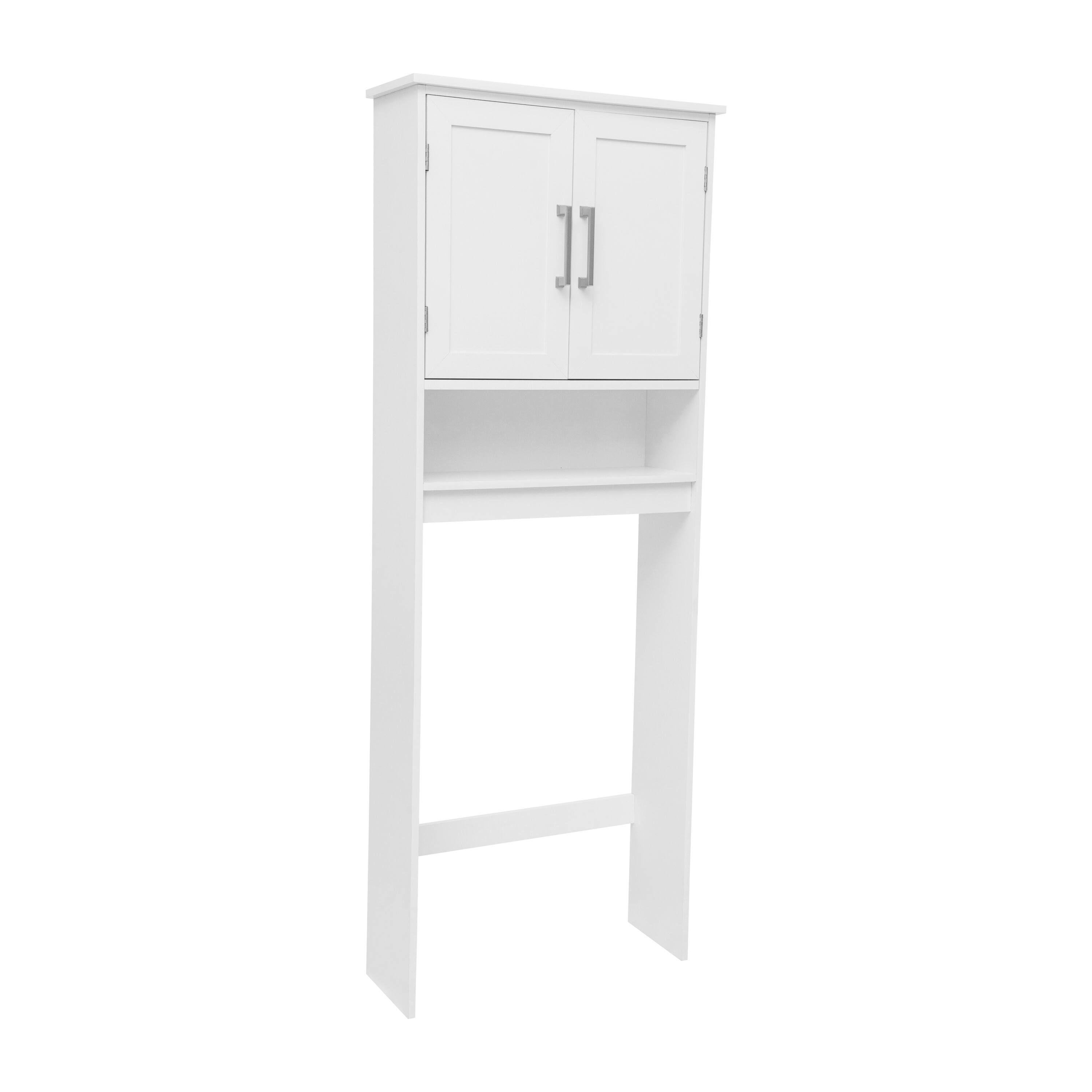 Alt View 1. Emma + Oliver - Modern Over the Toilet Cabinet with Shelves and Magnetic Closure Doors - White.