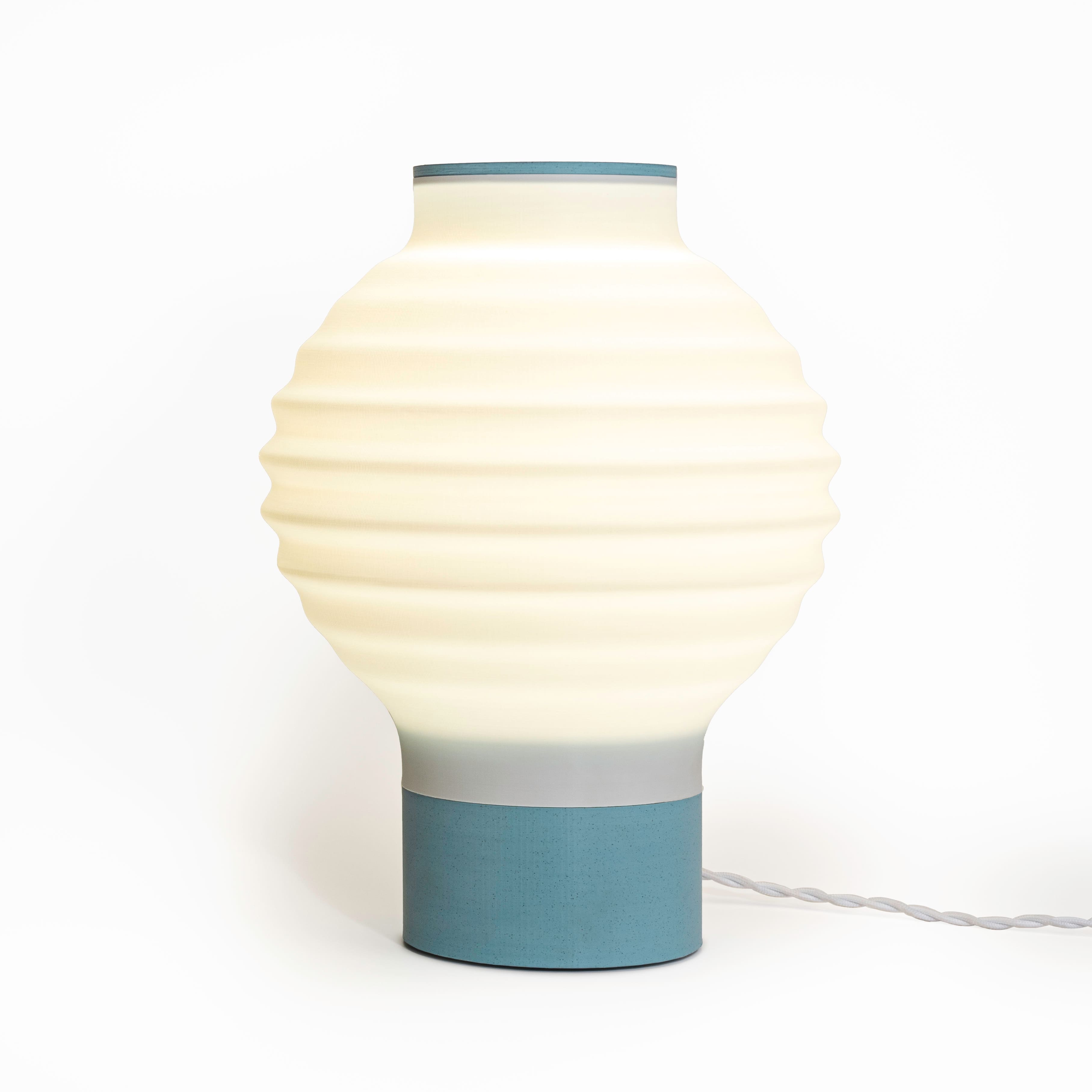Jonathan Y - Asian Lantern 15" Vintage Traditional Plant-Based PLA 3D Printed Dimmable LED Table Lamp, /Blue - White