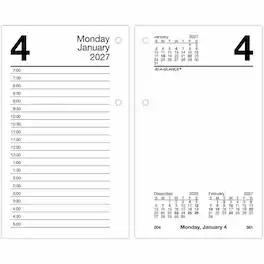 AT-A-GLANCE - Loose-Leaf Refill, January 2027 - December 2027, White/Black Paper, 3 1/2" x 6" Desk Calendar