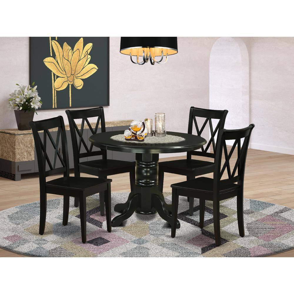 Left. East West Furniture - Dining Room Set Black - Brown.