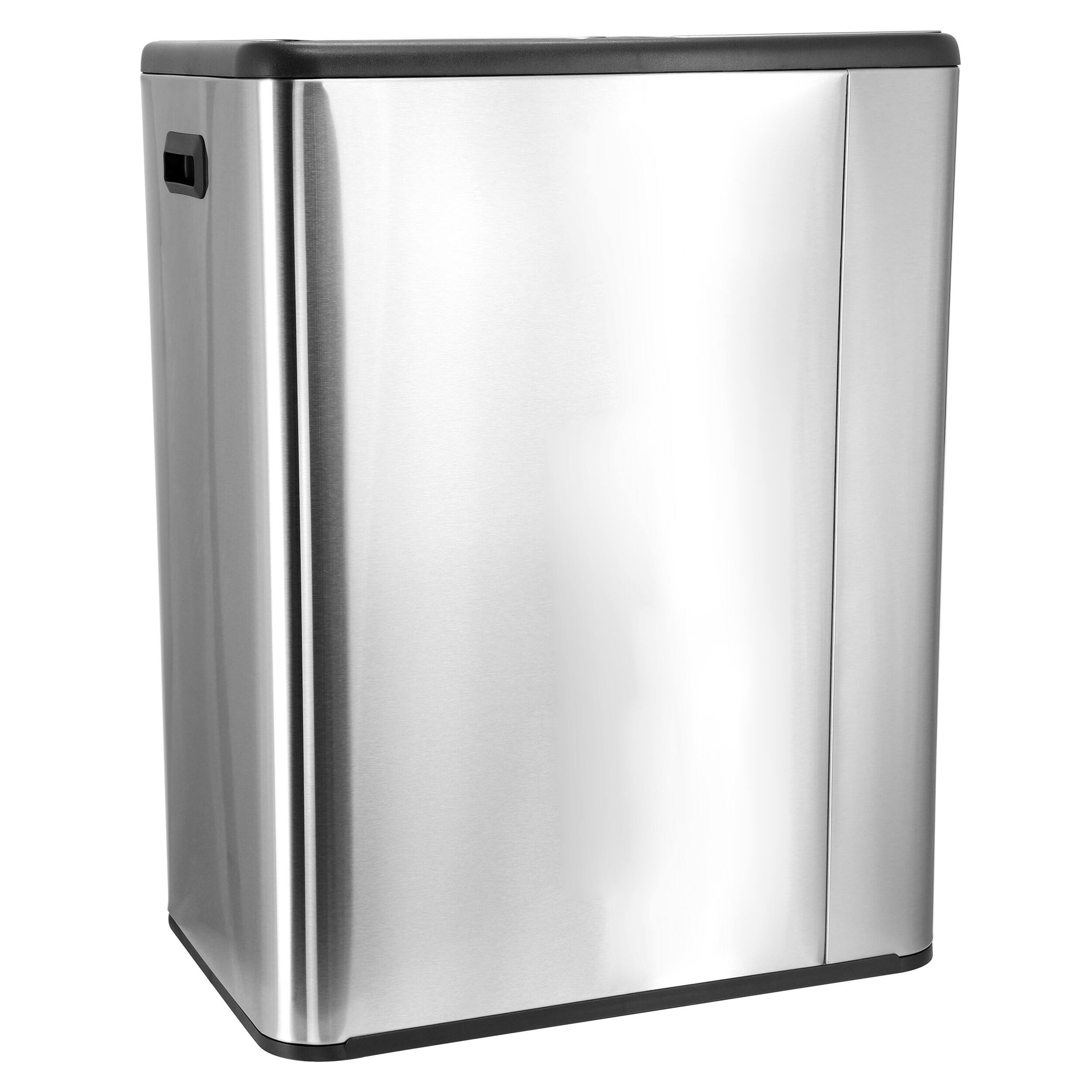 Angle. Elama - Elama 2 Section 30 Liter/ 8 Gallon Each Section Trash and Recycling Step Bin with Slow Close Mechanism - Silver.