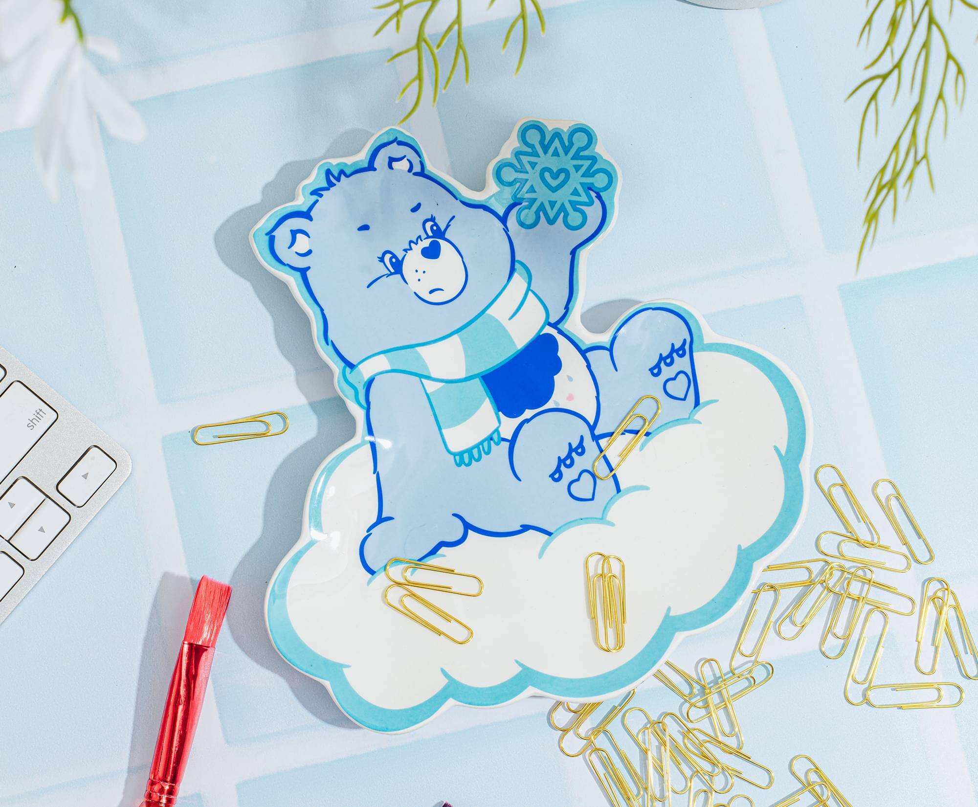 Alt View 4. Silver Buffalo - Care Bears Holiday Grumpy Bear Sculpted Ceramic Trinket Tray Dish - Blue.
