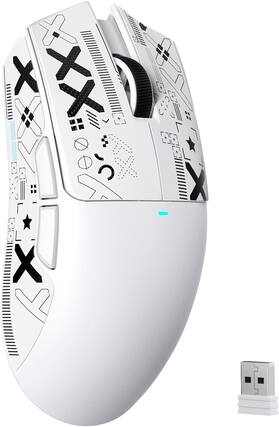 Front. HM 1810 - Attack Shark X11se Lightweight Gaming Mouse Tri-mode 4g-c bt 22k Paw3311 Optical Sensor 59g Buttons 300mah - White-Griptape.