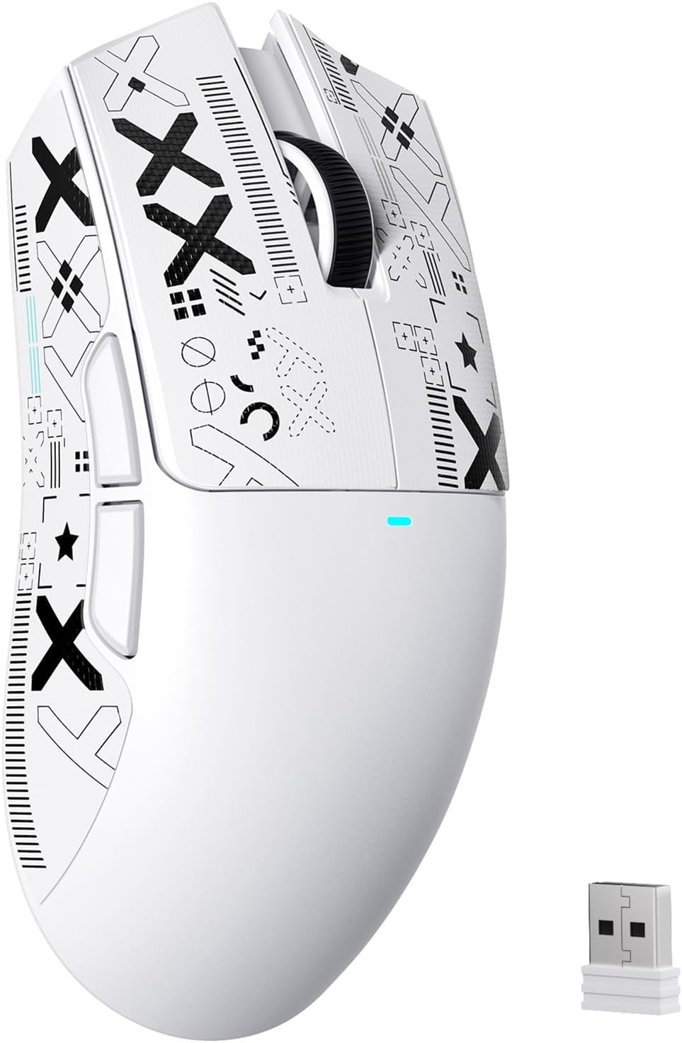 Front. HM 1810 - Attack Shark X11se Lightweight Gaming Mouse Tri-mode 4g-c bt 22k Paw3311 Optical Sensor 59g Buttons 300mah - White-Griptape.
