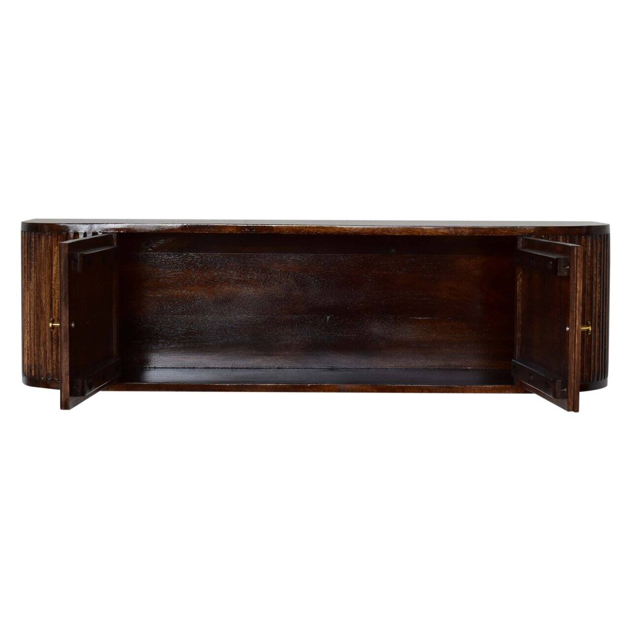 Alt View 4. Artisan Furniture - Artisan Furniture Solid Wood Chunky Chestnut Wall Mounted Console, 2 Doors, Dark Brown - Dark Brown.
