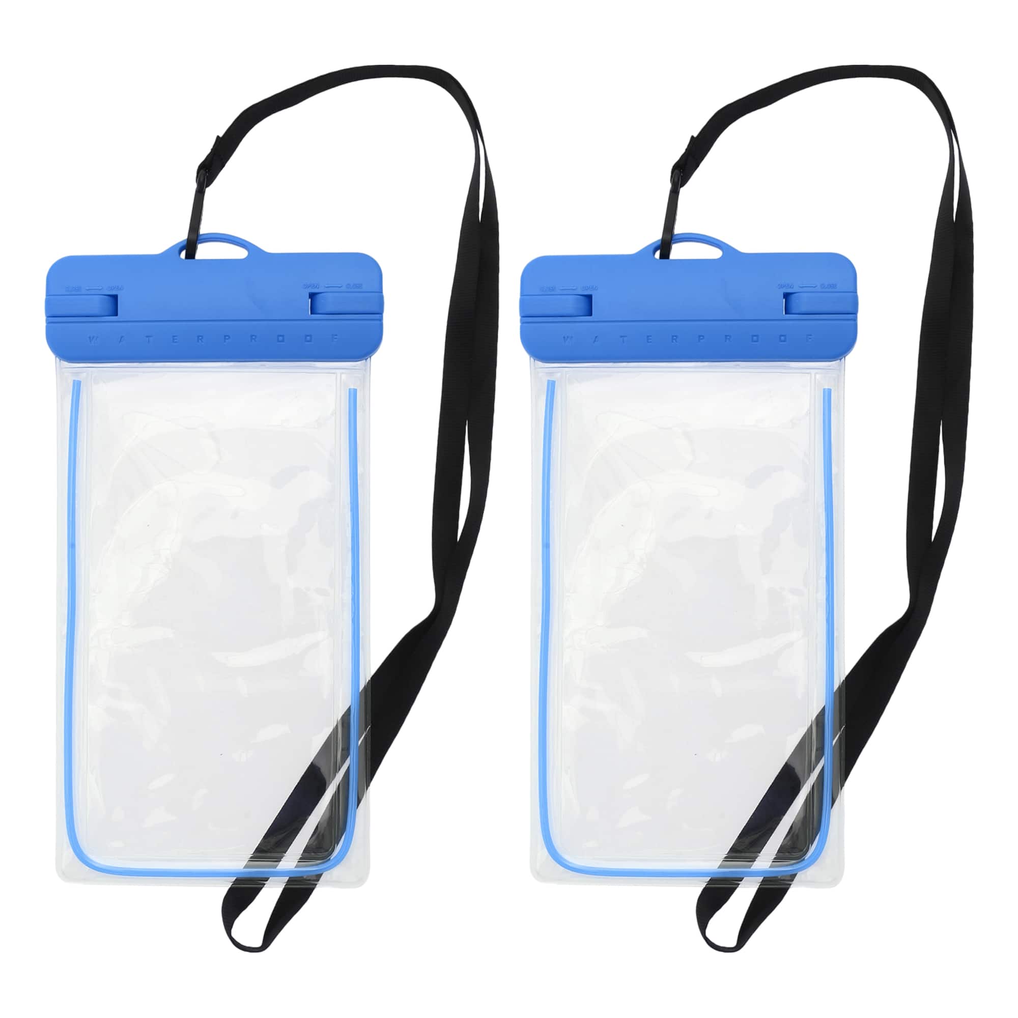 Unique Bargains - 2pcs Luminous Mobile Waterproof Bag Universal Waterproof Case Compatible for Phone 4.92"x9.65" - Blue