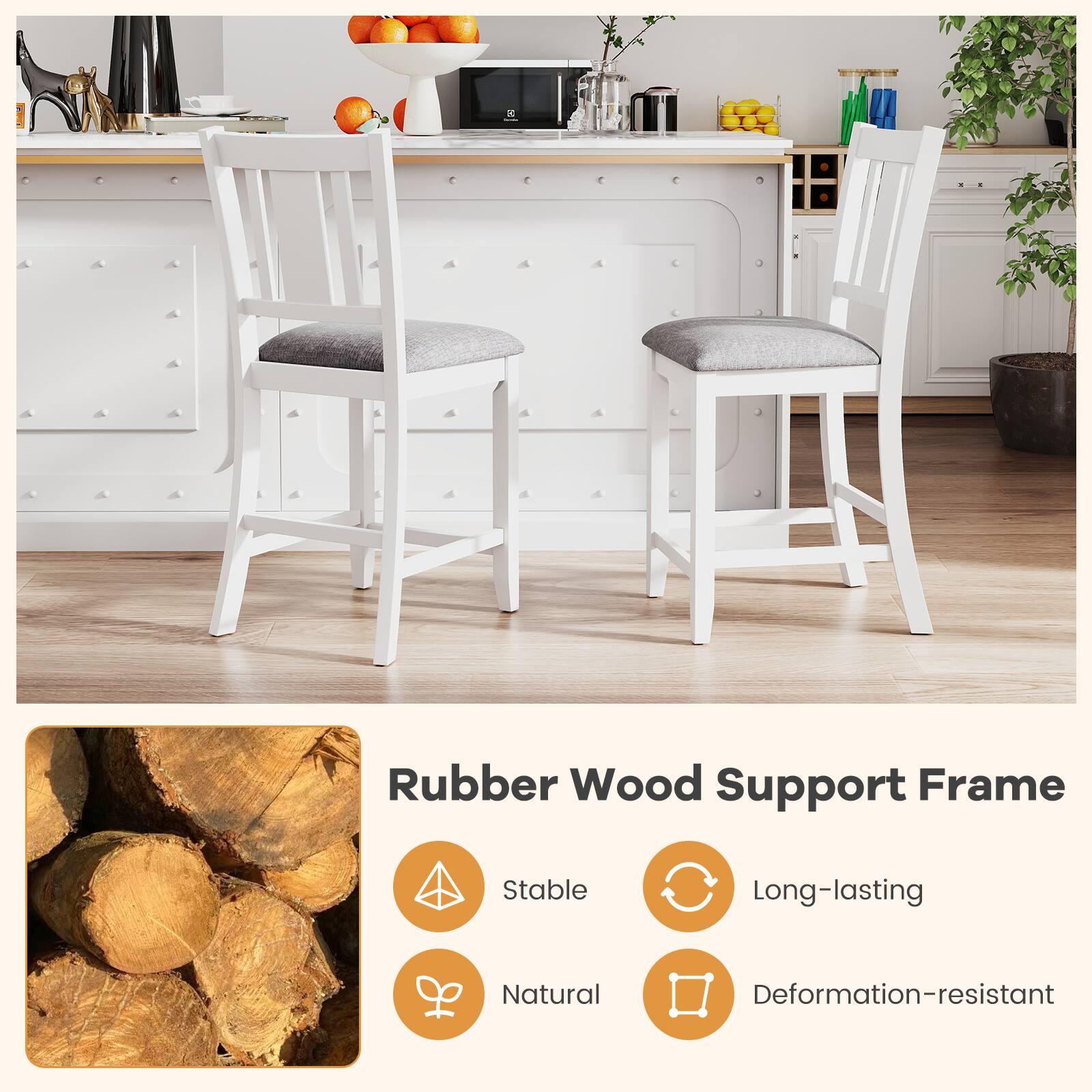 Rubber Wood Support Frame: Stable, Long-lasting, Natural, Deformation-resistant.