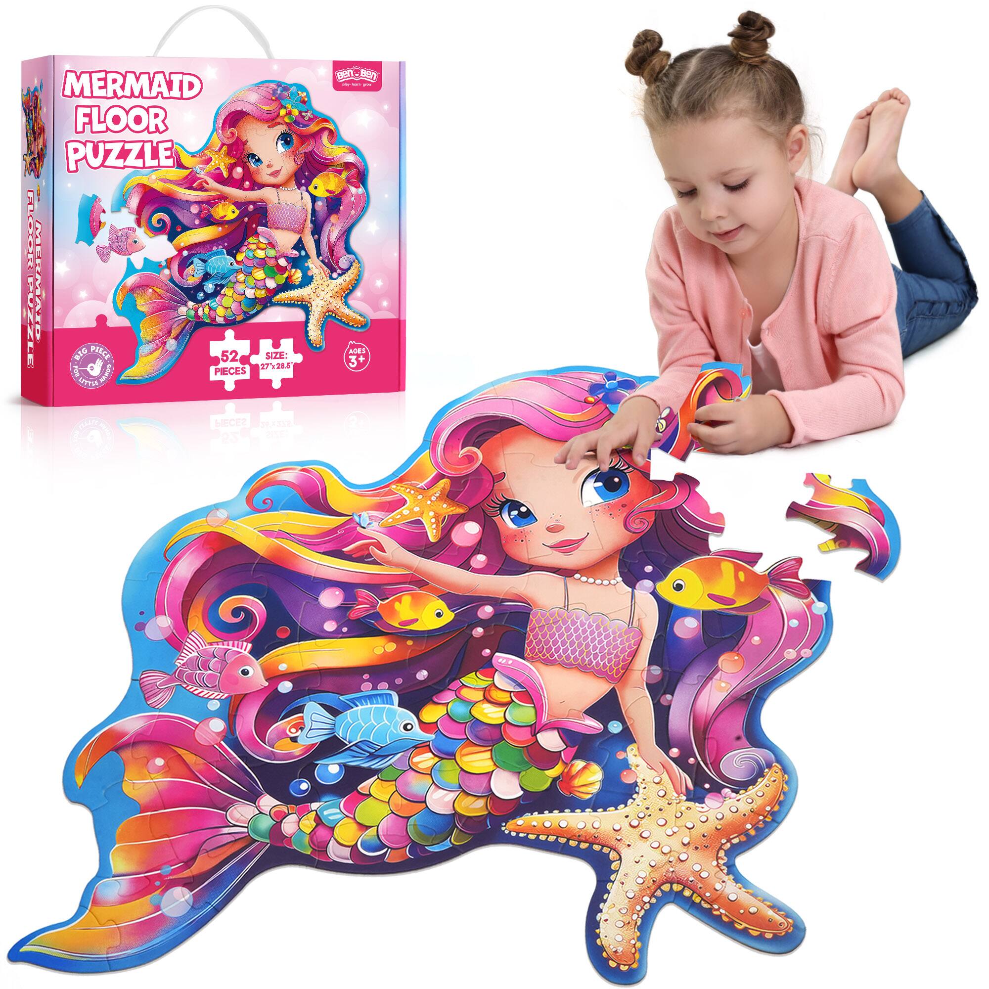 MERMAID FLOOR PUZZLE

52 PIECES

SIZE: 37" x 28.5"

AGE: 3+
