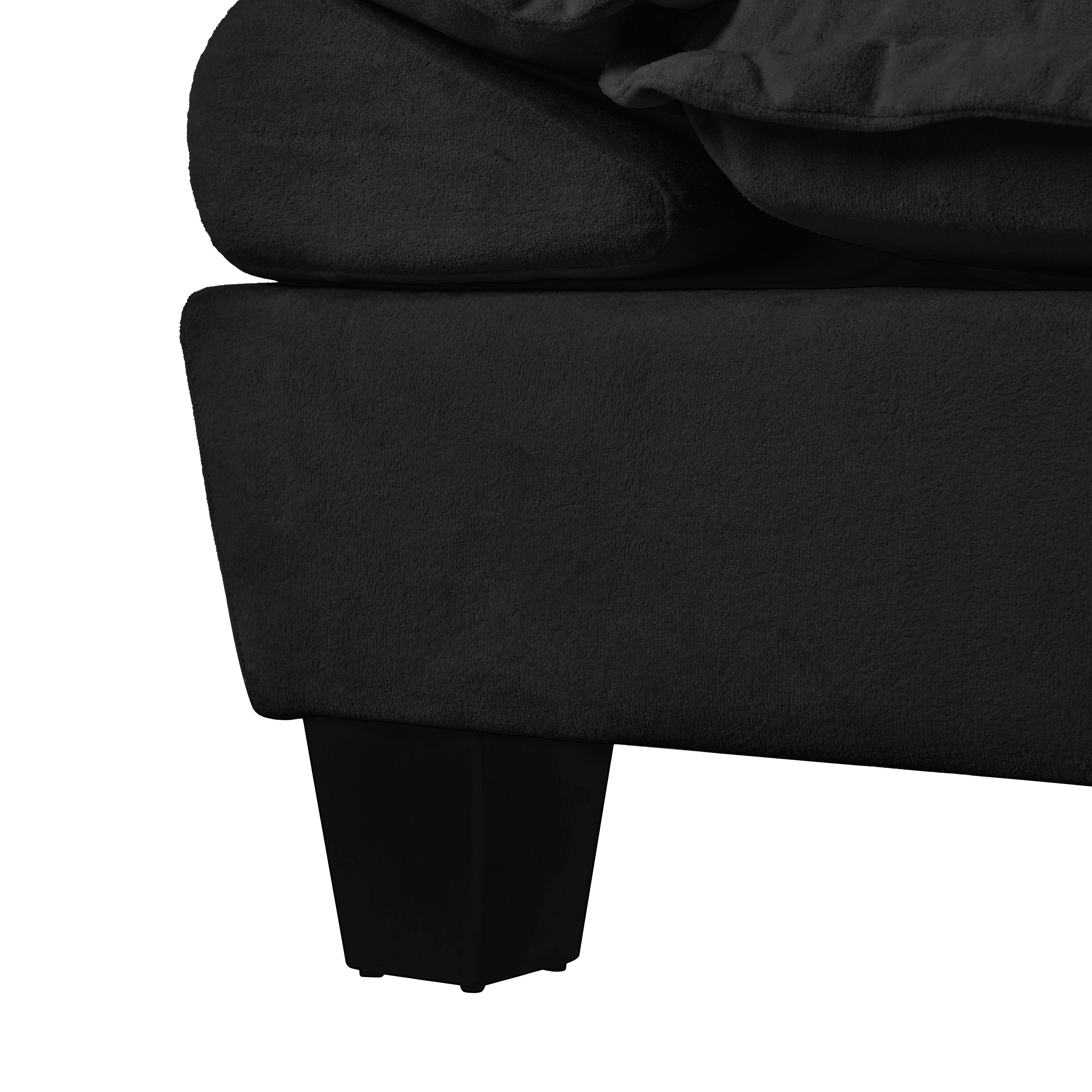 Back. Anysun - 3-Seat U-Shape Chenille Sailboat Cloud Sofa - Cup Holders, USB & Storage, Includes 2 Ottomans & 2 Pillows - Black.