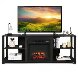 Ecooso - 2-Tier TV Stand Storage Console with Adjustable Shelves for Living Room - Black