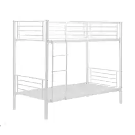 Winado - 78" Modern Metal Bunk Bed Heavy Duty Twin Over Twin Size Bed Frame with Ladder for Kids Adult Children Bedroom Dorm - White