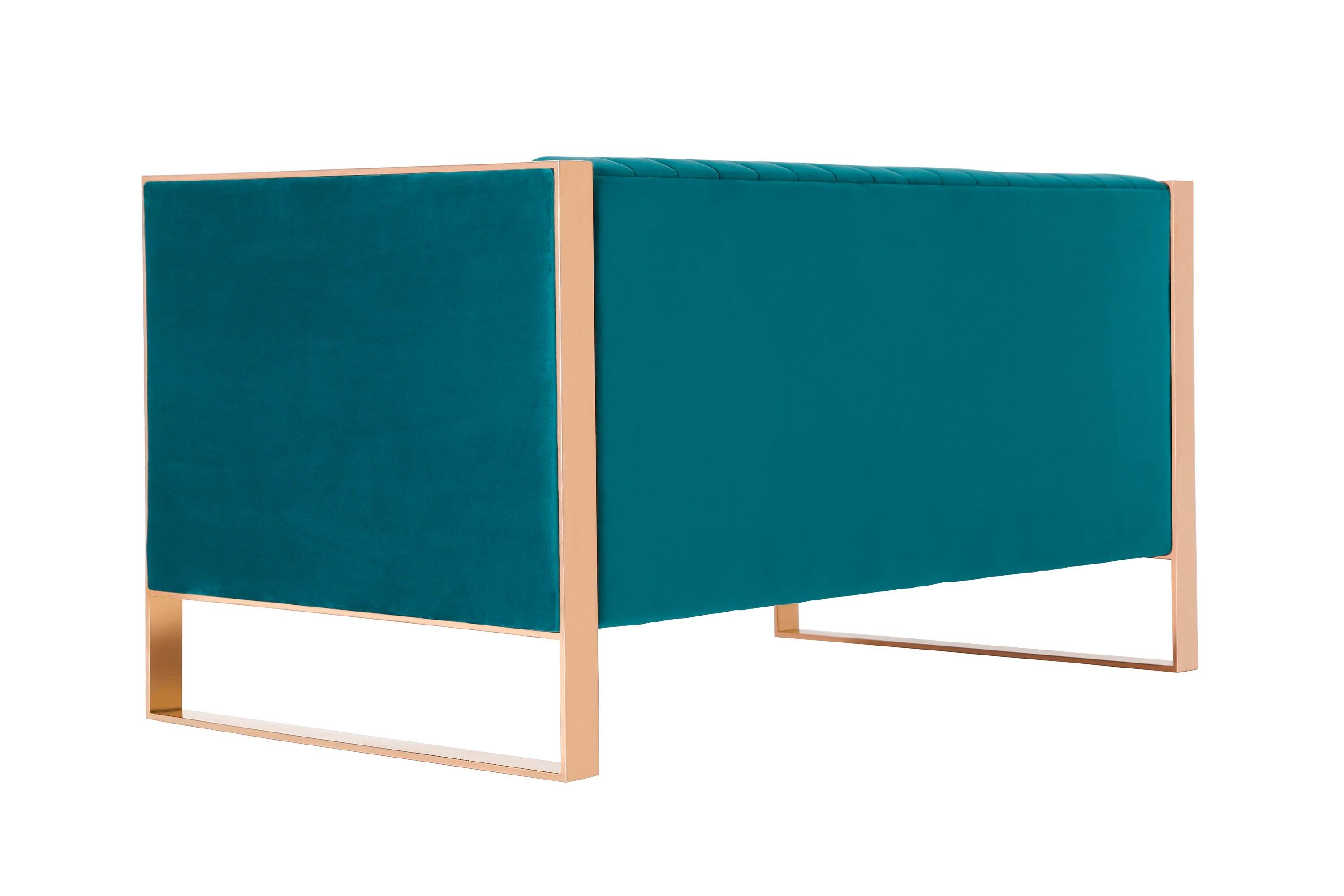 Alt View 2. Manhattan Comfort - Trillium Mid-Century Modern 57" Velvet Loveseat - Teal.