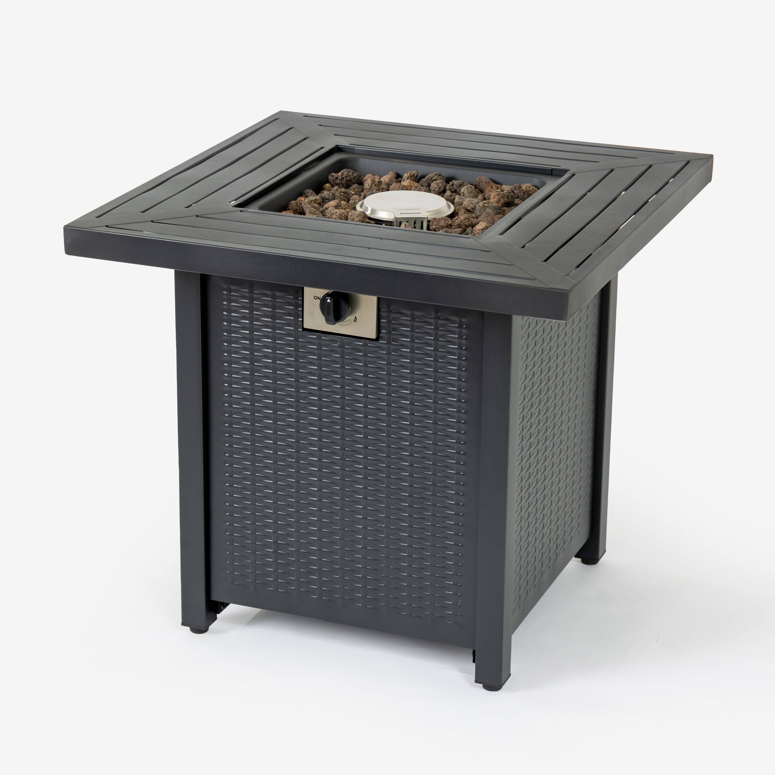 Left. Dexmalle - Dexmalle-28Inch Iron Square Propane Fire Pit Table-Black.