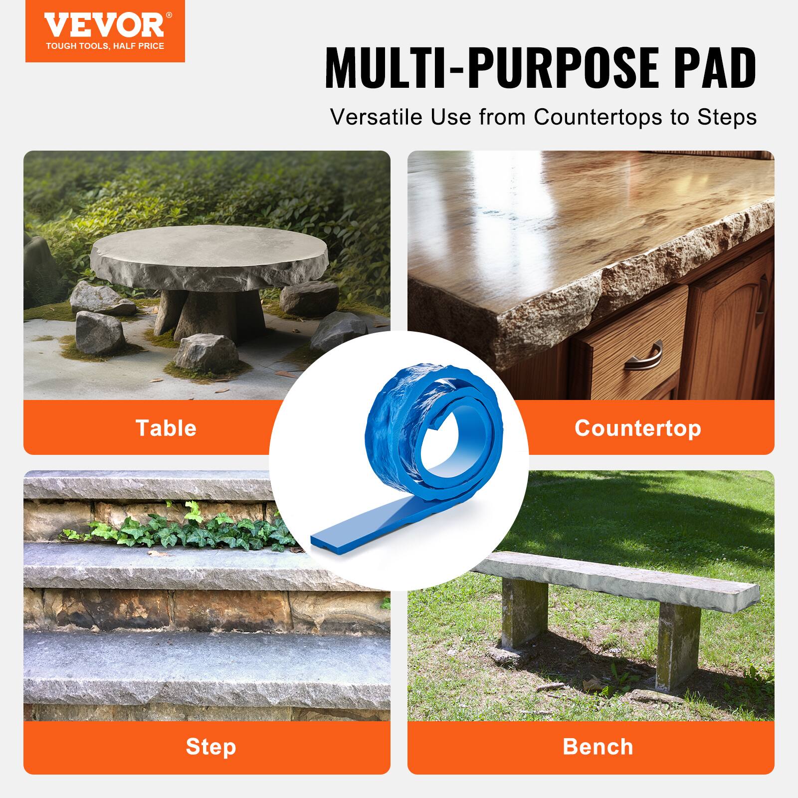 VEVOR  
TOUGH TOOLS, HALF PRICE

MULTI-PURPOSE PAD  
Versatile Use from Countertops to Steps

- Table
- Countertop
- Step
- Bench