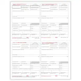 ComplyRight - 2026 W-2 Tax Form, 1-Part, 4-Up, Employee Copy B, C, and 2, 50/Pack (520550) - White/Red/Black
