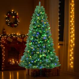BreeBe - Artificial Xmas Tree 6FT 7FT 8FT – Remote Control LED with Color Options - Green