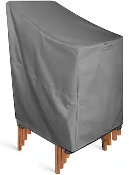 KHOMO GEAR - Heavy Duty Stackable Chair Cover - Premium Outdoor Furniture Protector, Durable, Weatherproof, UV Resistant - Gray