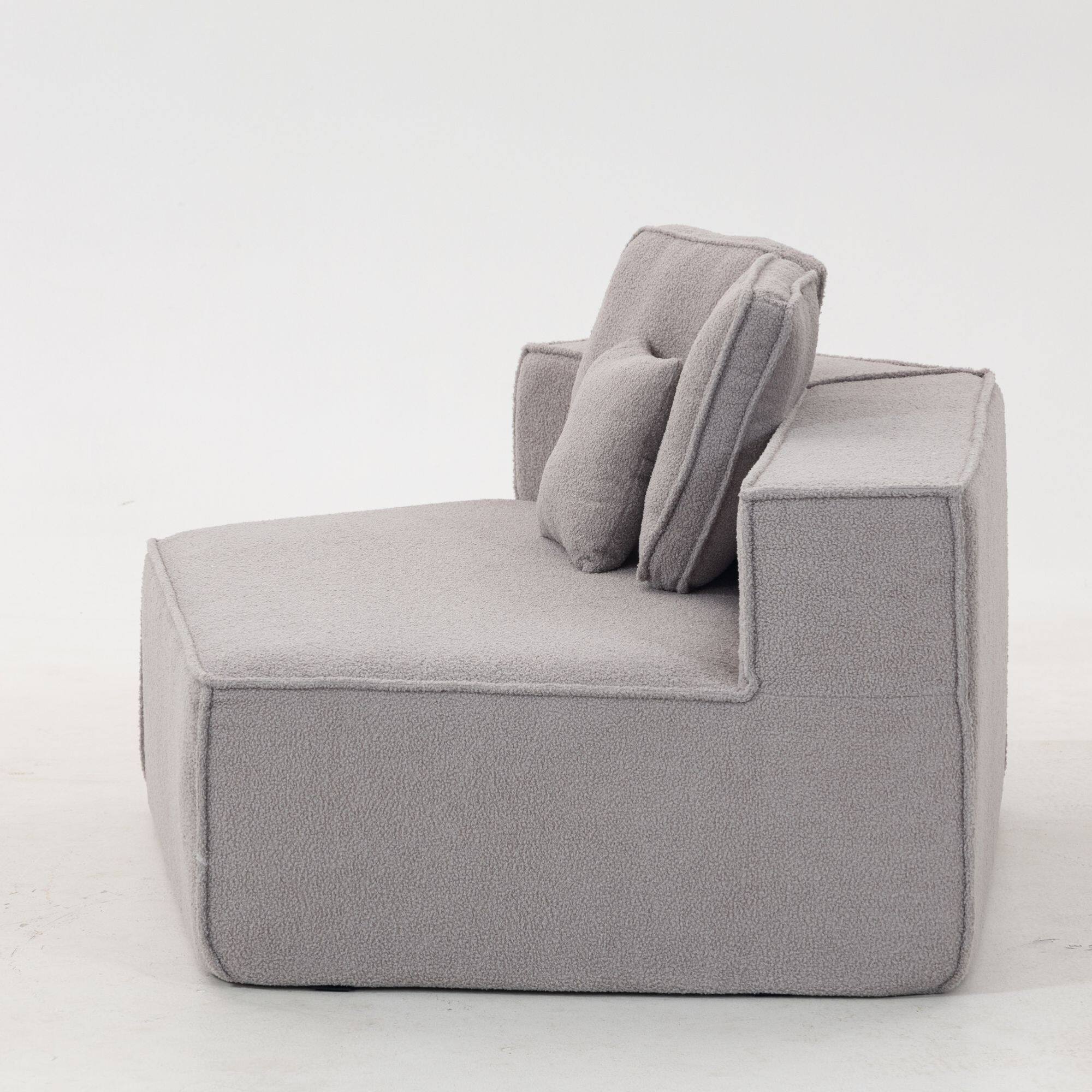 Alt View 9. GOODSILO - Soft Modular Floor Sofa Chair with Wide Seat and Plush Back Cushions, Cozy Lounge Chair for Living Room - Grey.