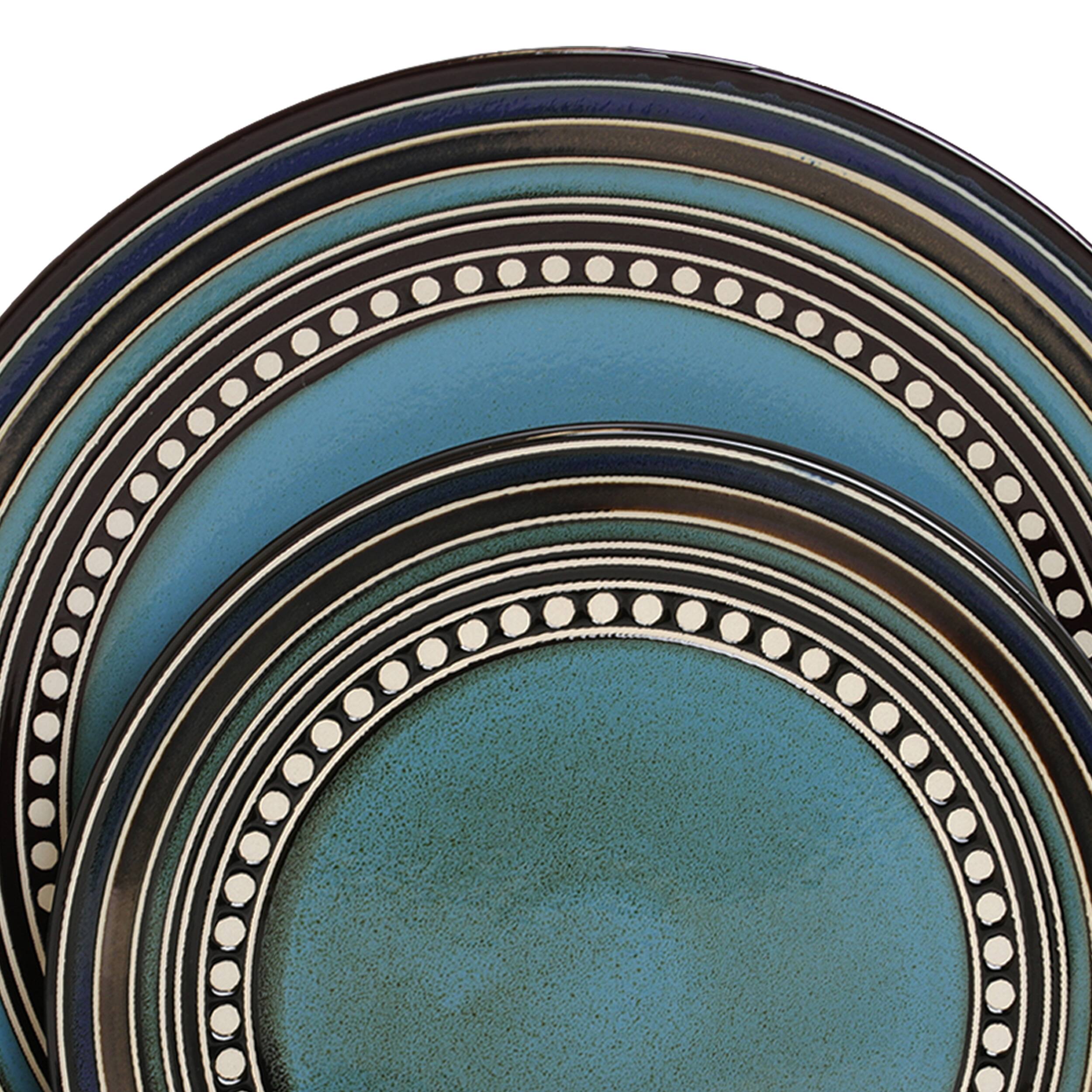 Alt View 5. Gibson - Gibson Elite Café Versailles 16 Piece Double Bowl Dinnerware Set in Blue - Blue.