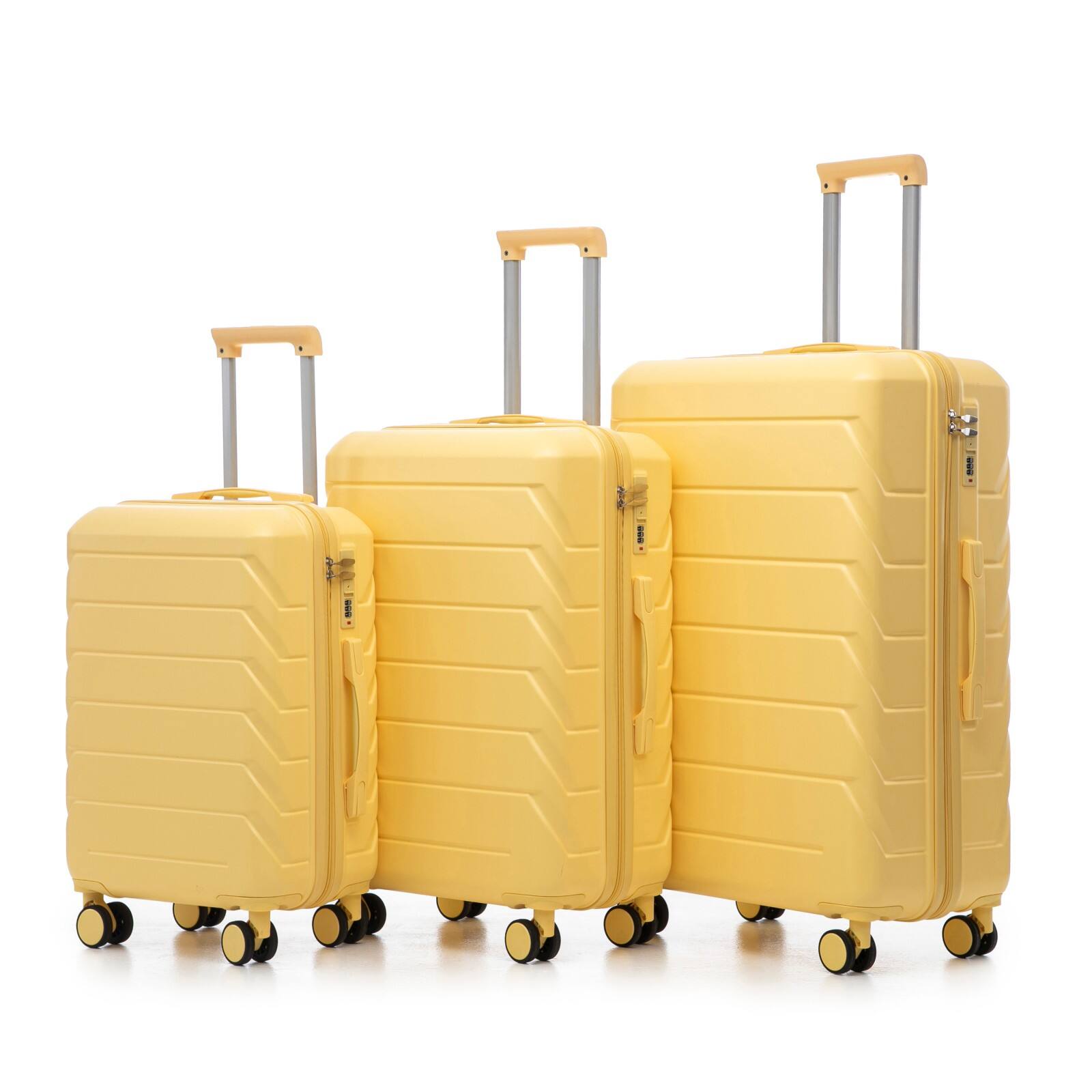 Ecooso - 20"/24"/28" 3 pcs/set in ABS Spinner Wheel Luggage, Matching Color , With Combination Lock - Yellow